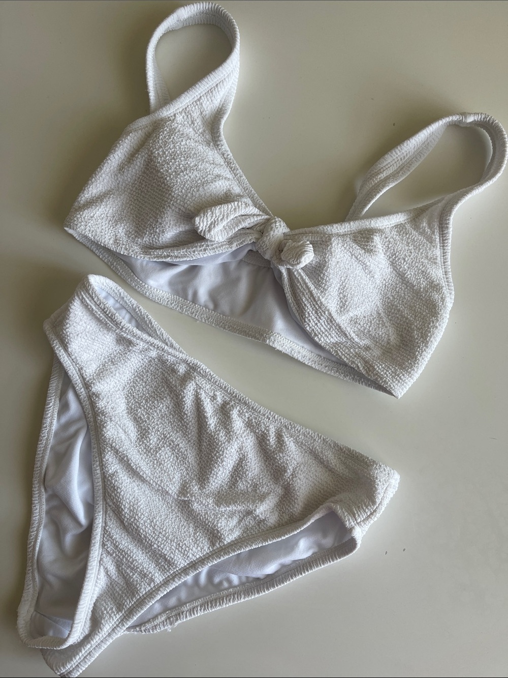Lulu's Bright White Textured Knot Bikini Set